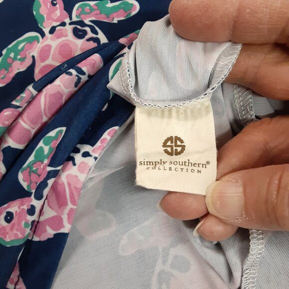 Simply Southern Womens Dress L Turtle A-Line Knee Length Pockets Snag Spots - Picture 7 of 10